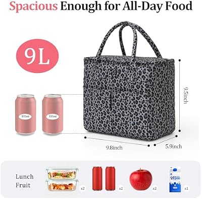 9L Leakproof Lunch Box Bag - Gray Leopard - photo 3