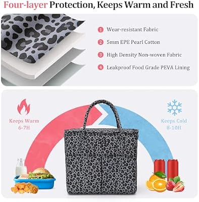 9L Leakproof Lunch Box Bag - Gray Leopard - photo 4