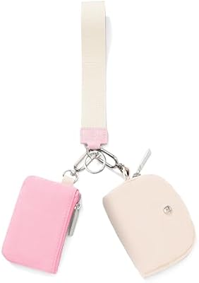 Keychain Wristlet Wallet - Pink & White