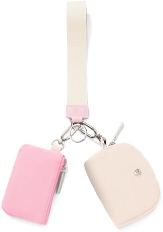 Keychain Wristlet Wallet - Pink & White