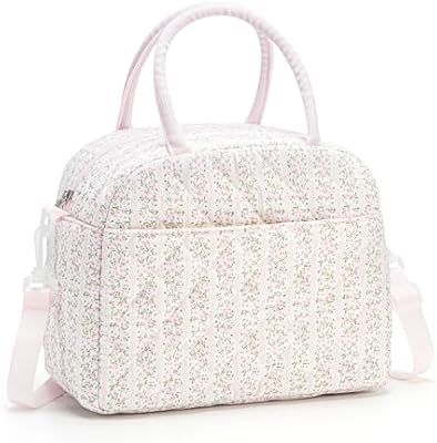 Quilted Puffer Lunch Bag - Floral Pink - photo 2